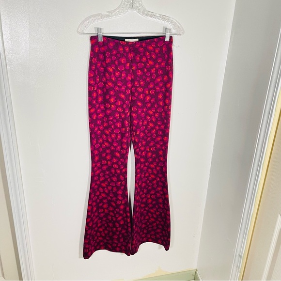 Anthropologie Knit Flare Pants Floral Wide Leg - Picture 3 of 9